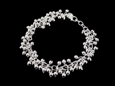 Schmuck, Konvolut, Set, Armband, Halskette versilbert (Kugeln).