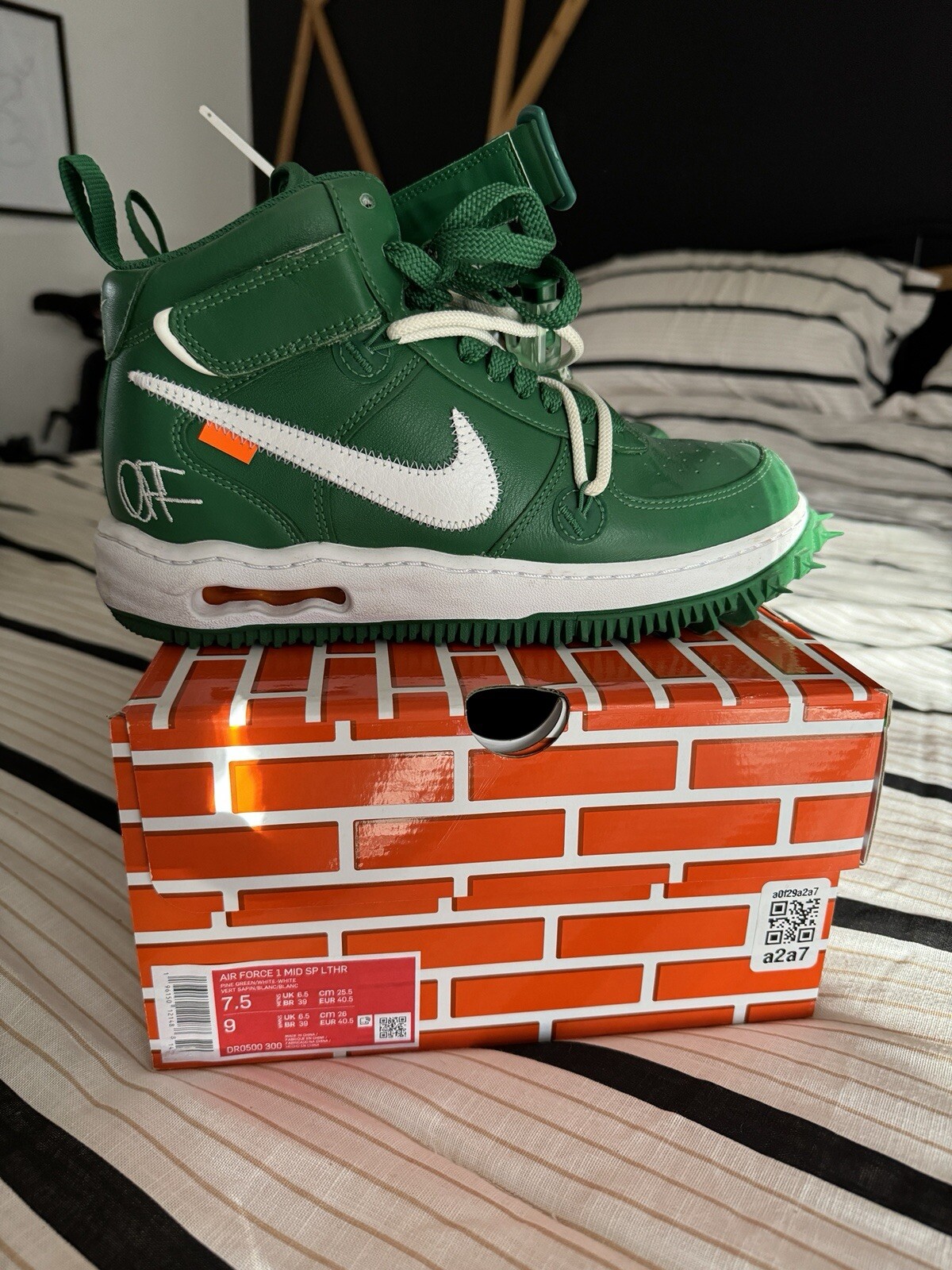 OFF WHITE X NIKE Taglia 7 5 Nike Off White x Air Force 1 SP pelle verde pino medio