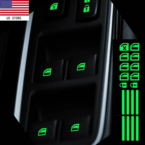 Luminous Car Window Button Switch Sticker Decal Night Fluorescent Green