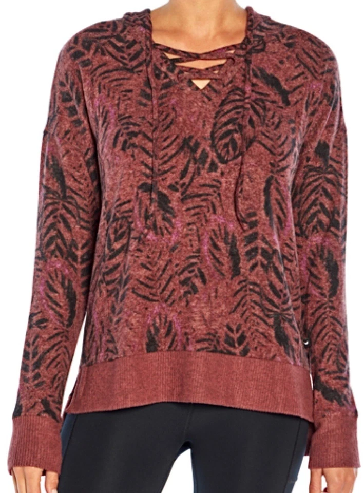 JESSICA SIMPSON || Robbie крест спереди толстовка с капюшоном в пурпурный винтажный ладони - SZ большой - Изображение 4 из 4