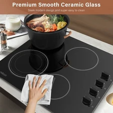 Amzgachfktch 24" Electric Ceramic Cooktop 4Burner Built-In Glass Stove Knob 