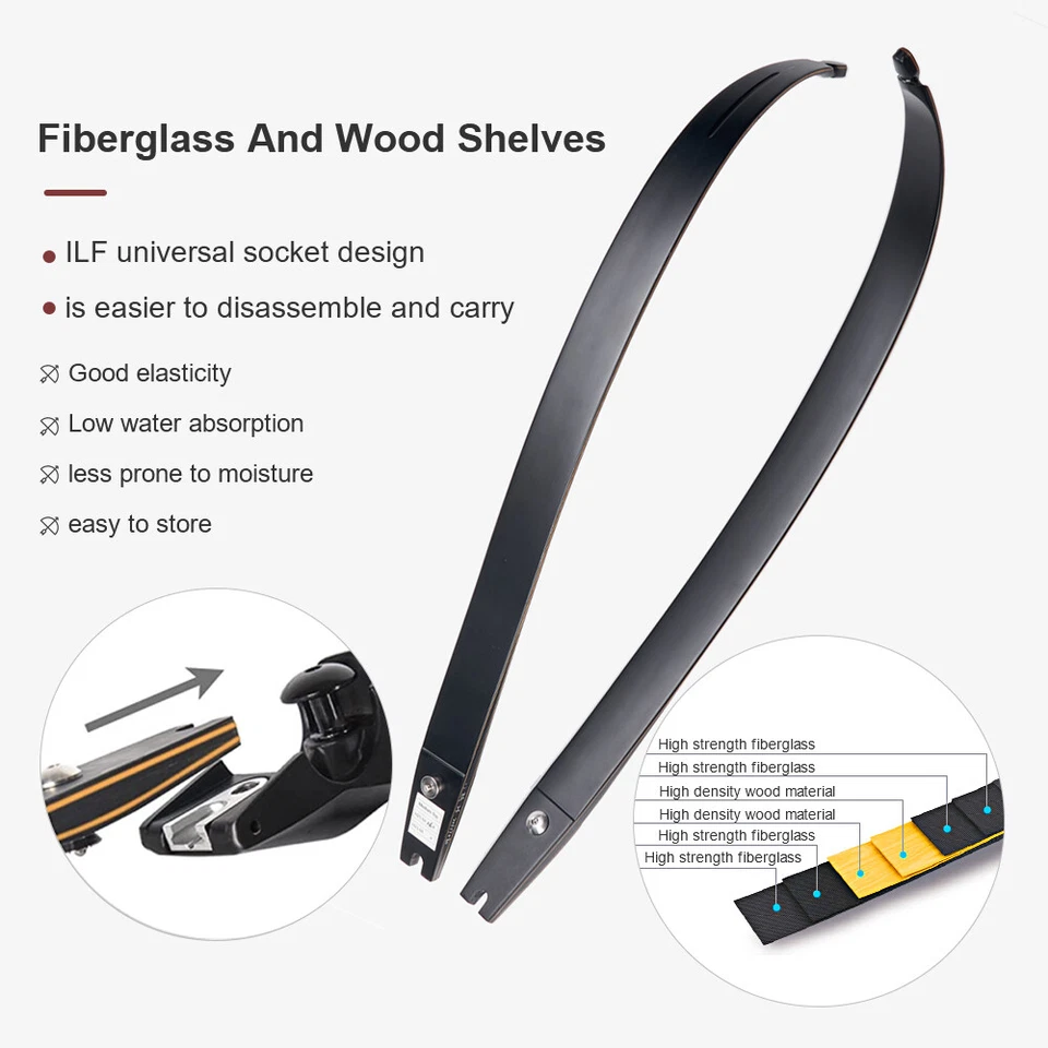 58" 25-50lbs Archery ILF Takedown Recurve Bow for Hunitng Target Longbow RH - Image 4 of 4