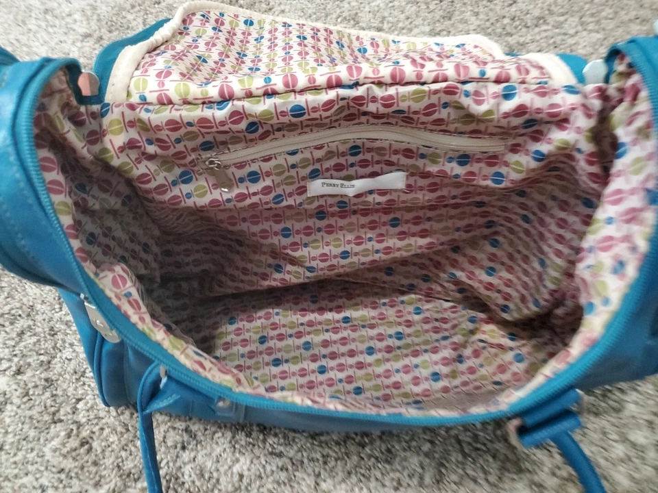 Bolso de Hombro Vintage Perry Ellis Portafolio Verde Azulado Oscuro PVC Bolso de Gimnasio Cartera Años 80 Foto 3 de 4