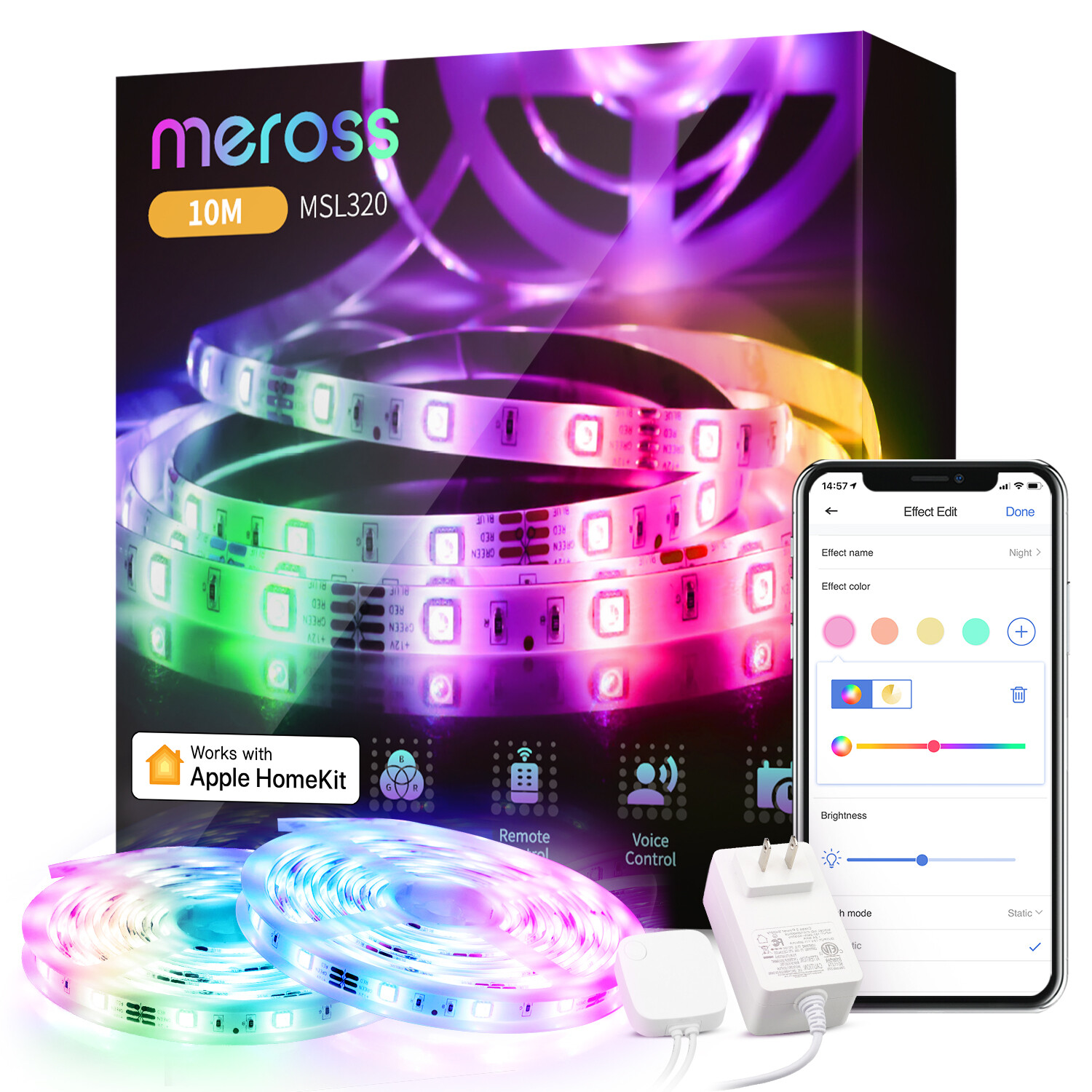 Striscia LED Smart Meross 10m HomeKit Wi-Fi RGBW - Domotica Facile