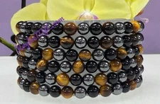 Wholesale 6 Pcs Natural Protection Crystal Bracelet 6mm 7.5"