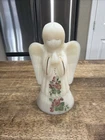 Vintage Fenton Angel Hand Painted White Satin Glass 6" Signed