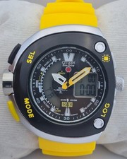 Citizen Eco-Drive Aqualand Diver Men s Watch Ana-Digi Yellow Rubber Strap