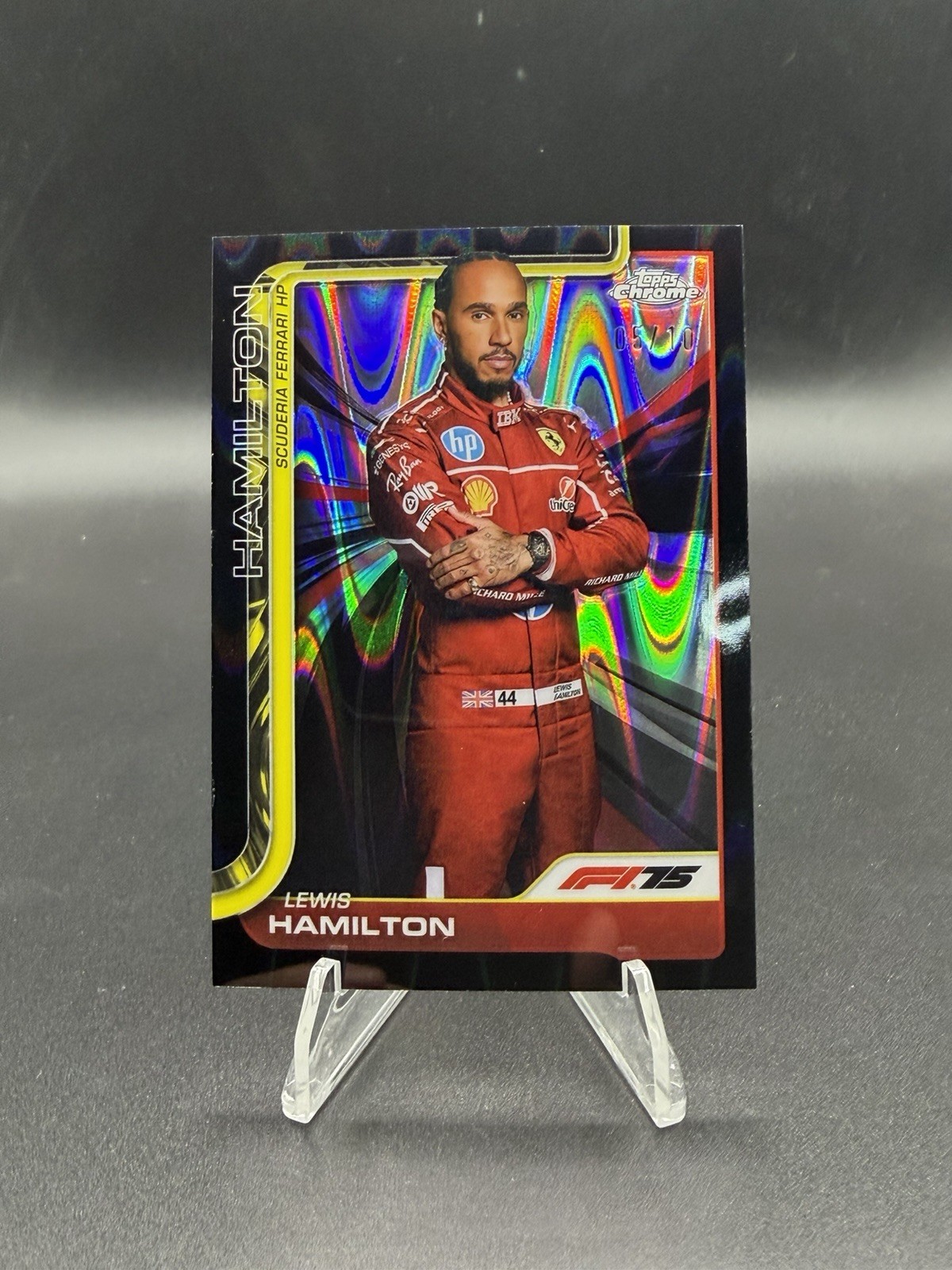 2025 Topps Chrome Formula 1 F1 Lewis Hamilton Portrait Black RayWave 5/10 #4