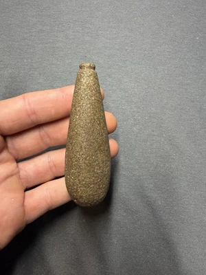 Stone Indian Artifact Native Americans Grooved Plummet Stone Tool - Image 1 of 4