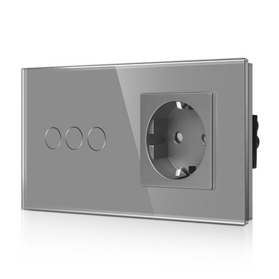 CNBINGO Glas Lichtschalter und Schuko Steckdose Unterputz Touch Lichtschalter