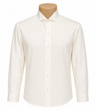 Men's Ivory Wing Collar Tuxedo Shirt Plain Front Size XL 17-17.5 36/37