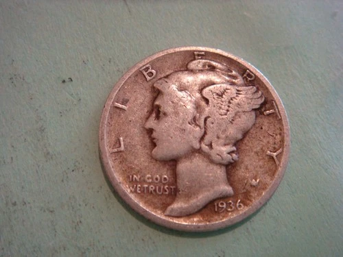 1936 D  Mercury Dime - Good cond album filler , actual coin in photo