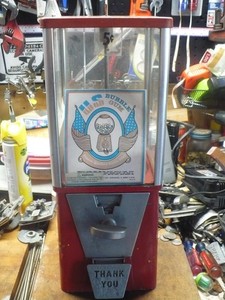5cent Oak Vista Gumball Vending Machine Vintage GumBall Display Lock & Key