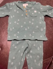 Little Planet By Carters Green Waffle-Knit 2-Piece Pajama Set With Tree Print