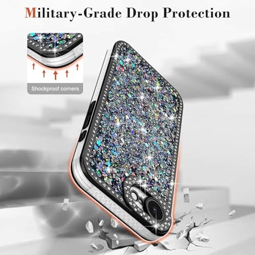 for Case Glitter, Luxury Shiny Bling Sparkly Phone Cover with iPhone 16e Black - Picture 4 of 8