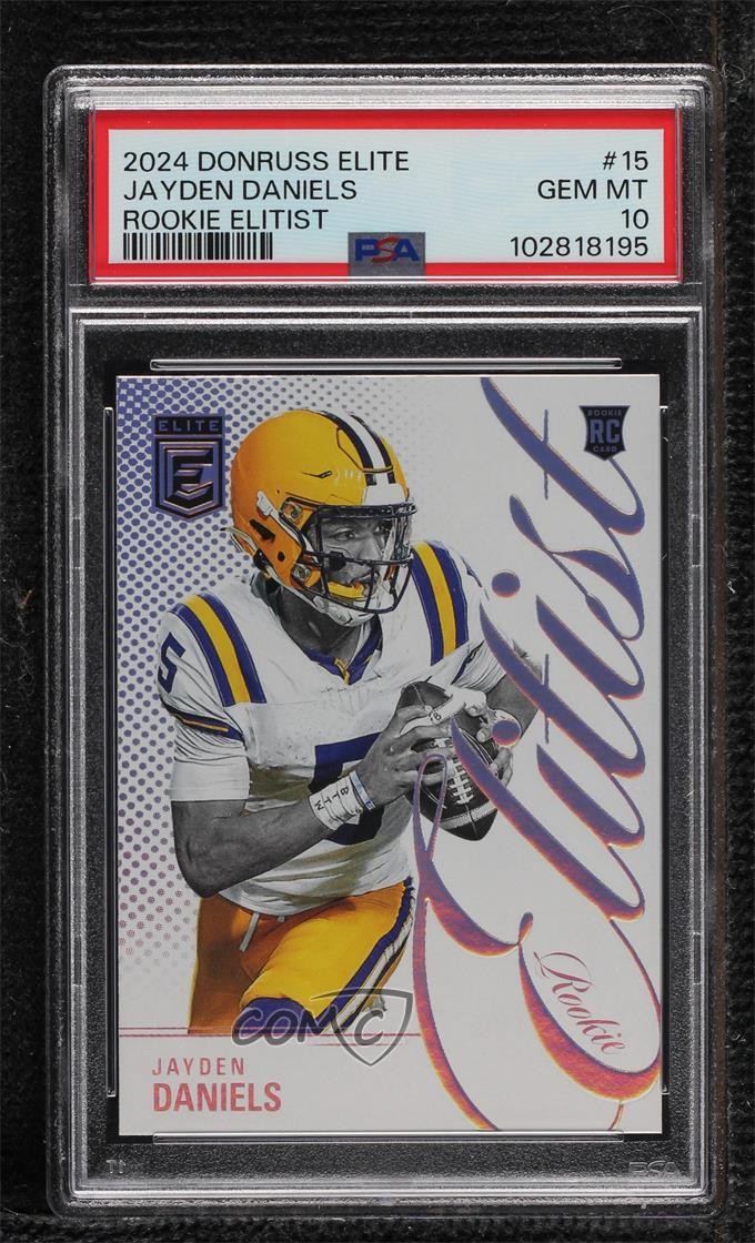 2024 Panini Donruss Elite Rookie Elitist Jayden Daniels #15 PSA 10 GEM MT RC 0s2
