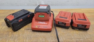 Lot of Hilti Batteries and Charger: B22 4.0 3.0 and 195 C 4/36 90 Charger