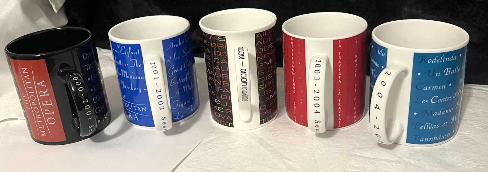 Lot of 5:  METROPOLITAN OPERA COFFEE MUGS - 2000, 2001, 2003