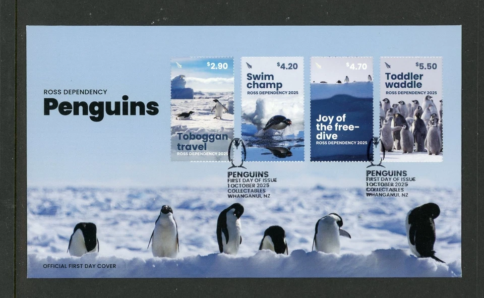 Ross Dependency New Zealand 2025 Penguins of Antarctica 4v + S/S Set 2 FDC Birds - Image 2 of 2