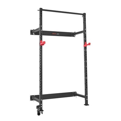 Wall-Mounted Folding Power Rack: 1000LB Capacity, Adjustable J-Hooks & Bar