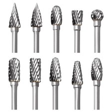 Tungsten Carbide Rotary Burr Set for Dremel, 10PCS Carbide Double Cut Carving Bu