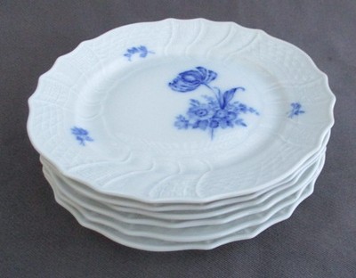 Hutschenreuther Dresden blaue Blume 6 Kuchenteller ca. 20,5 cm.