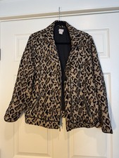 Chicos Leopard Print Asymmetrical Zip Moto Blazer Jacket Women  s Size 2 Lg US 12