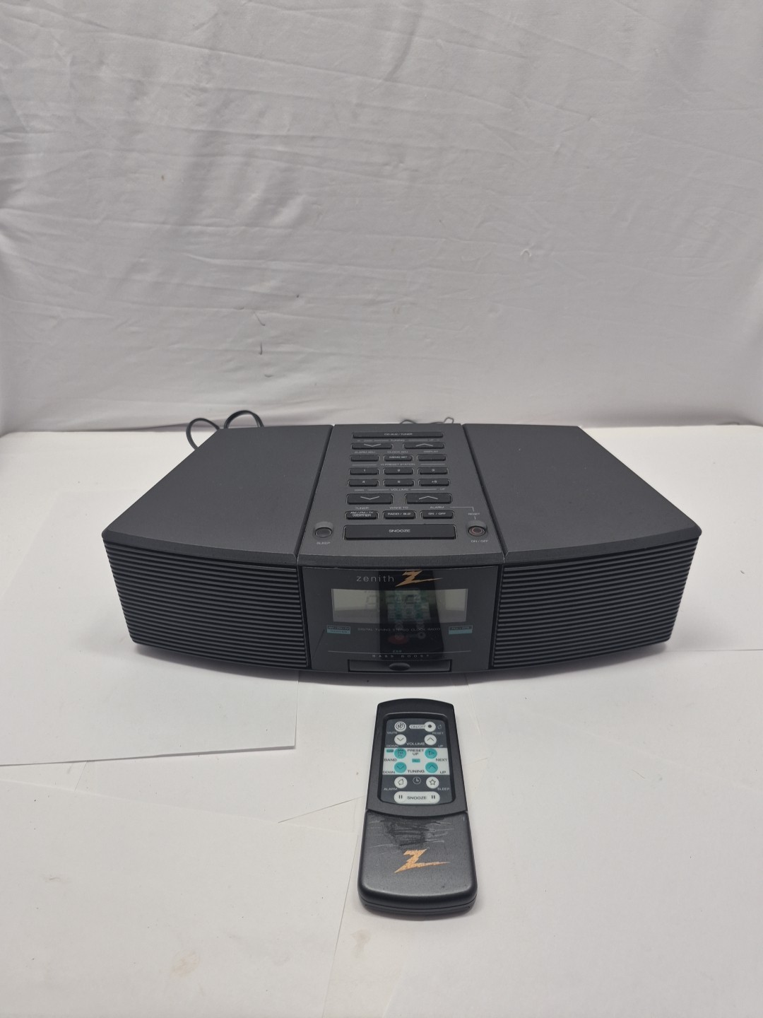 Vintage Zenith Radio Alarm Clock Weather Stereo Bass Z213B w