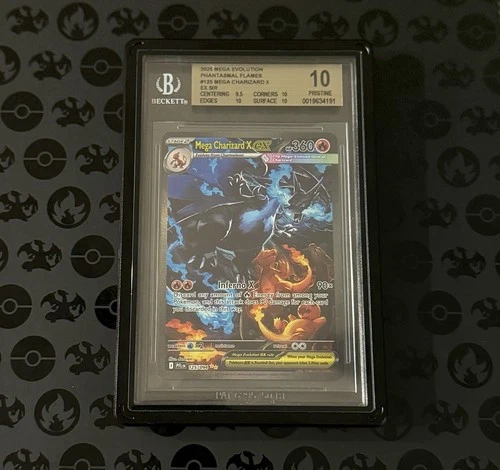Mega Charizard X EX SIR 125/094 Phantasmal Flames - BGS 10 Gold Label with Guard