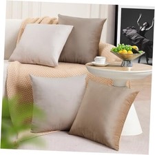 Throw Pillow Covers 18x18 Set of 4 - Couch Covers 18" x 18" Pack of 4 Beige