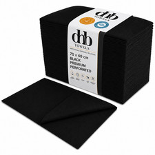 DHB Black Disposable Hairdressing Towels 70x40 Perforated Nonwoven 100 Pack UK
