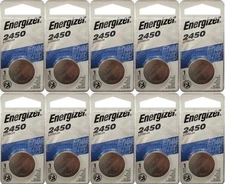 10 Pcs Energizer CR2450 ECR2450 CR 2450 3V Lithium Coin Cell Button Battery