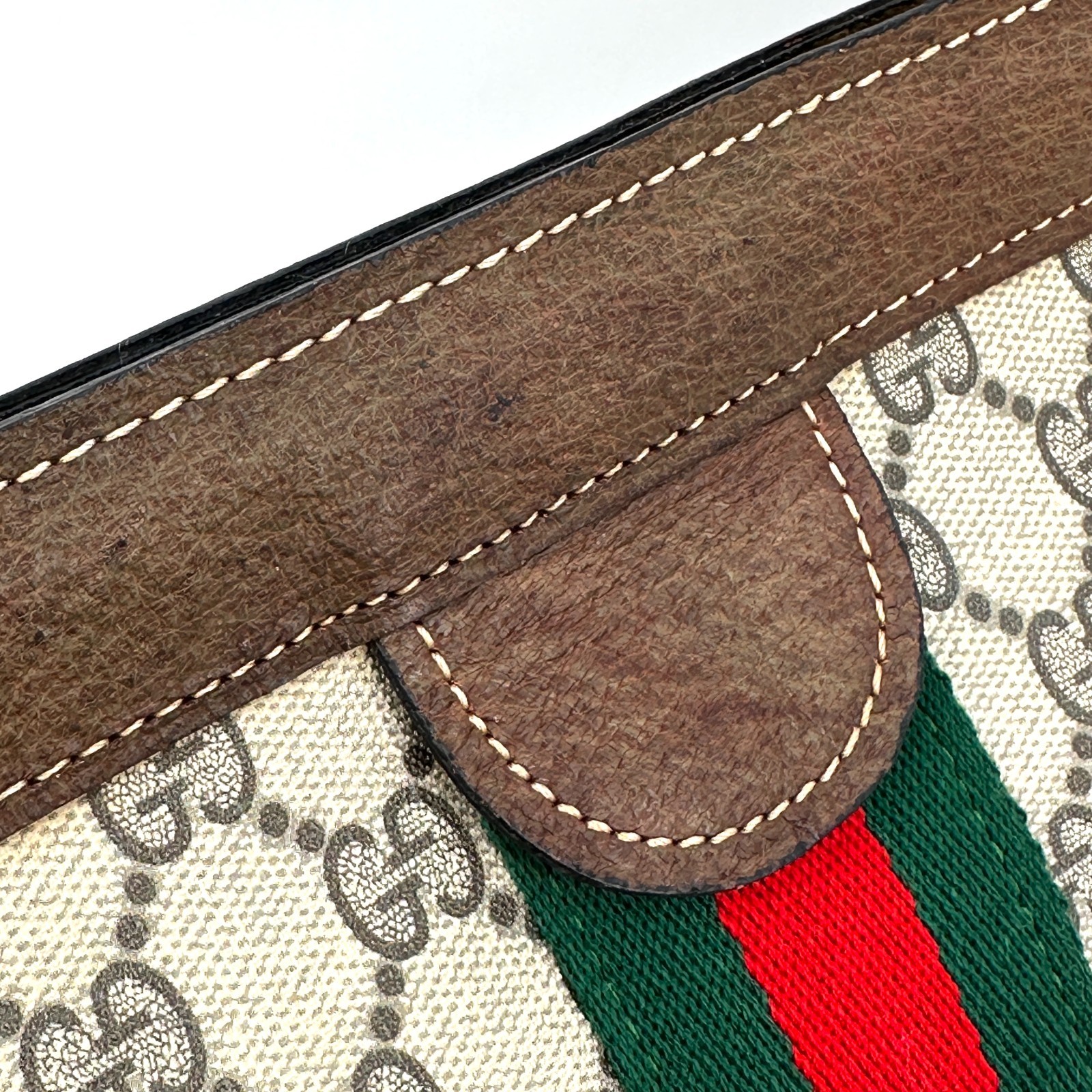 Vintage GUCCI Clutch Bag Sherry Line GG PVC Leather Brown Purse Authentic thumbnail 14