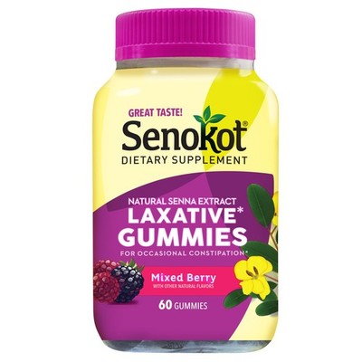 Senokot Dietary Supplement Laxative Gummies, Natural Senna Extract, 60 Count 
