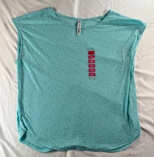 RBX Top Live Life Active Sleeveless Size 2XL Womens Blue Leopard Stretch NEW