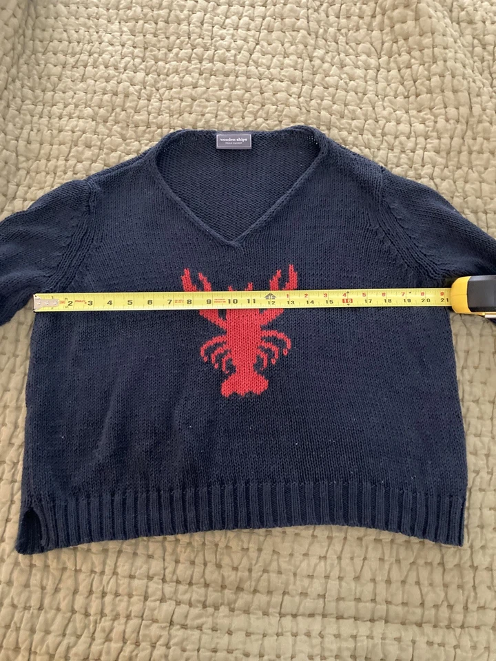 Wooden Ships Lobster Roll Crew Cotton Sweater Top Knit Lightweight Women’s S/M - Image 2 of 4