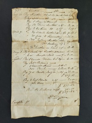1798-1800 antique LEDGER PAGES between THEODORE YOUNG to EDWARD GOVE