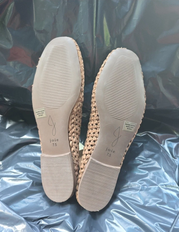 Joie туфли женщин 7,5 коричневый кожаный сплетенный балетки поскользнуться на круглый носок мягкий - Изображение 4 из 4