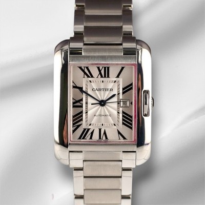 Cartier 39.2x29.8mm Tank Anglaise Large Steel Automatic Mens Watch 3511