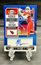 2023 Panini Contenders Optic MICHAEL WILSON Rookie Ticket On Card Auto Blue /75. rookie card picture