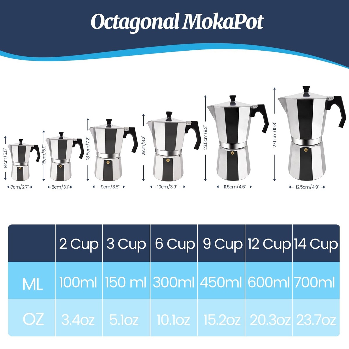 Moka Pot 6 Cup 300ml Aluminum Italian Stovetop Espresso Coffee Maker Greca  | eBay