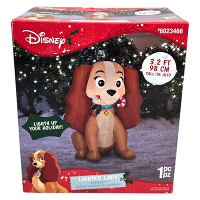 Gemmy Disney 3.2 Foot Inflatable Lighted Lady And The Tramp Spaniel Dog NEW