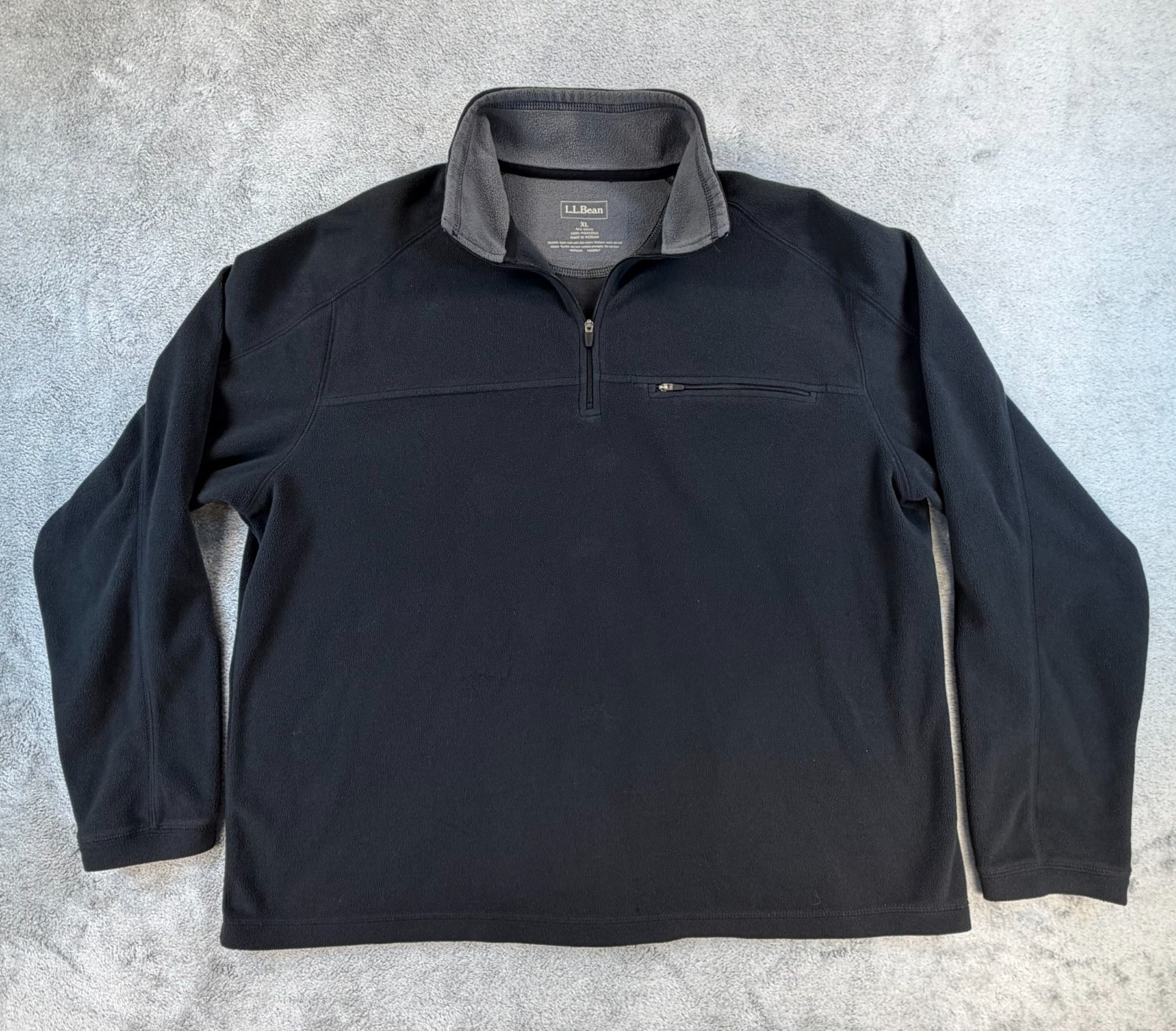 L.L.Bean Men’s XL Quarter Zip Fleece Pullover Black Gray Soft Warm Casual