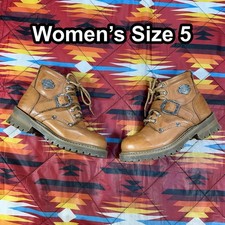 Harley Davidson Women's Size 5 Brown Leather Motorcycle Biker Boots 82085 Buckle
