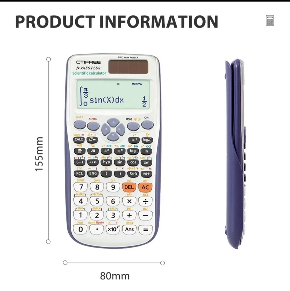 SCIENTIFIC CALCULATOR FX-991ES PLUS Mathematical Functions Textbook LCD CTIFREE  - Image 3 of 4