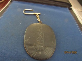 VINTAGE RARE STONE HIEROGLYPHIC LARGE KEY CHAIN