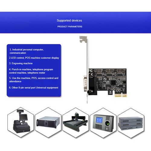 Carte Adaptateur Série Pcie X1 vers RS232 Contrôle Industriel Ordinateur Expansion8404 - Photo 3/8