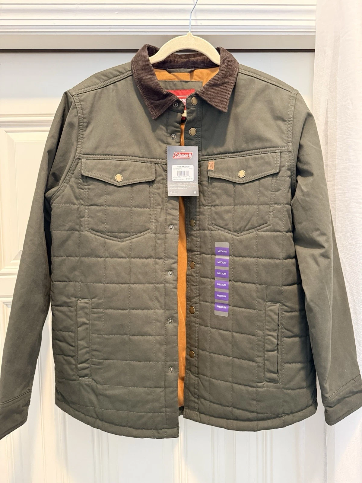 Coleman Mens Quilted & Fleece-Lined Casual Work Jacket Coat Olive Size M