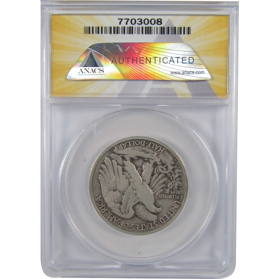 1938 D Liberty Walking Half Dollar F 12 ANACS Silver SKU:I18408 - Image 2 of 4