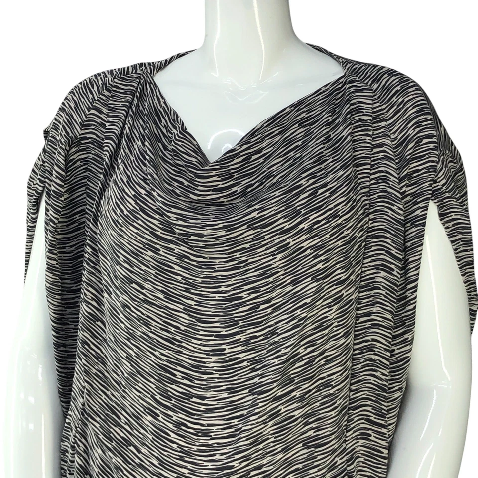 Vestido Nicole Farhi Mujer Talla 12 Cambio Seda Cortina Cuello Manga Corta BOLSILLOS Foto 2 de 4